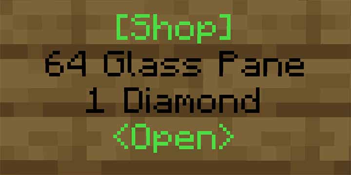 A minecraft shop sign with example text of the steps below.